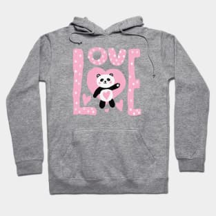 panda, oil painting, pink Hoodie